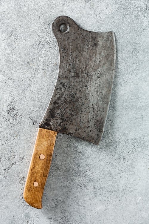 Preview: Vintage Meat cleaver on a grey background