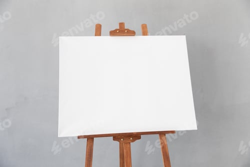 Preview: Wooden easel with canvas blank in studio
