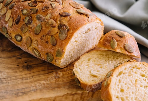 Preview: Fresh healthy organic baked pumpkin seed bread