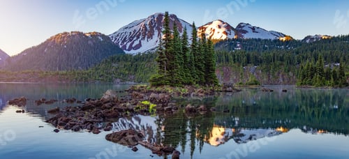 Preview: Glacier Lake with trees and Canadian Mountain Landscape. Garibaldi Lake, Whistler, BC, Canada.