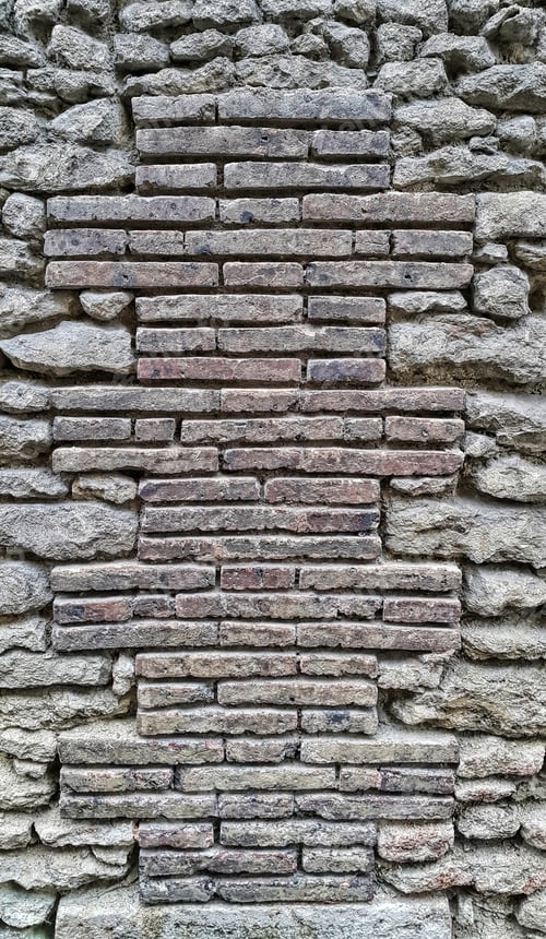 Preview: Ancient wall with bricks and cobblestones