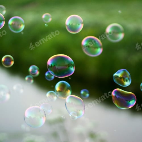 Preview: Soap bubbles against the natural green background.