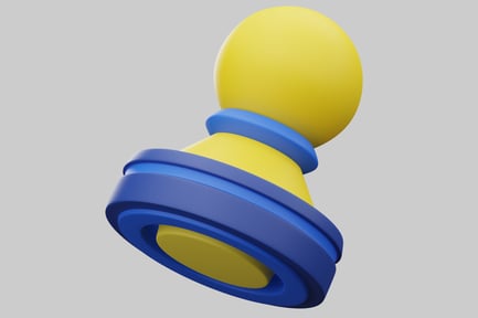 Preview: Abstract yellow and blue object with a layered design.