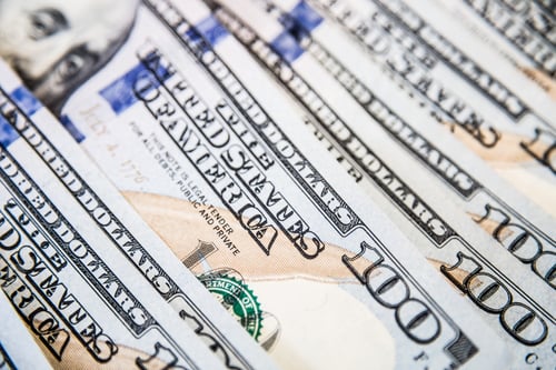 Preview: Macro view of cash money one hundred dollars bills