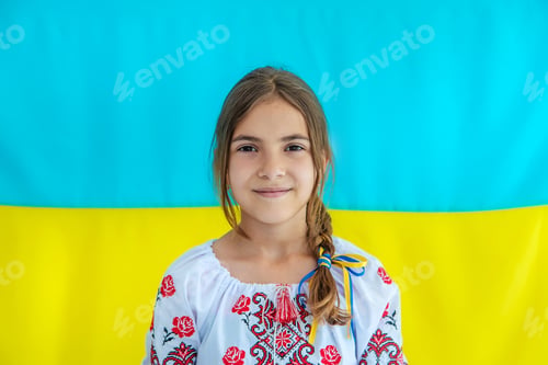 Preview: Ukrainian girl child in vyshyvanka. Selective focus.