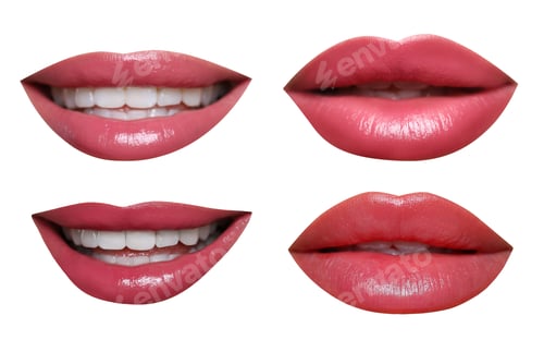 Preview: Attractive lips with beautiful lipsticks isolated on white, collage