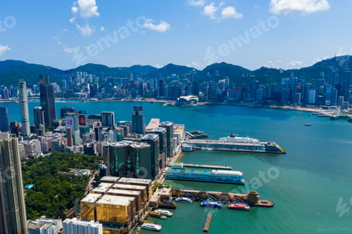 Preview: Hong Kong 10 September 2019: Drone fly over Hong Kong city