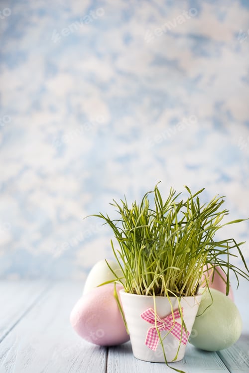 Preview: flowerpot with a grass