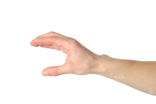 Preview: Male hand holding something, isolated on white background