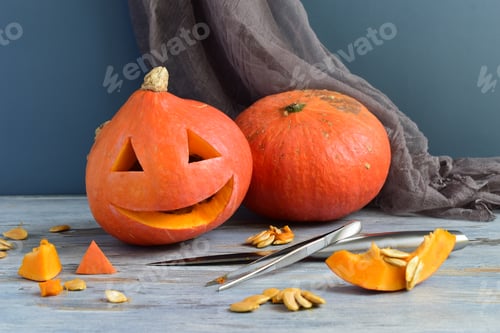 Preview: Carved Pumpkin with Seeds and Other Pumpkin