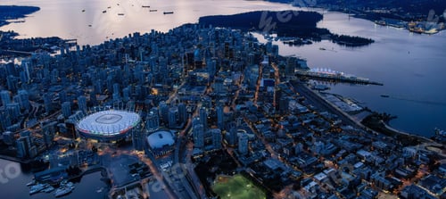 Preview: Modern City on West Coast. Downtown Vancouver, British Columbia, Canada. Aerial View.