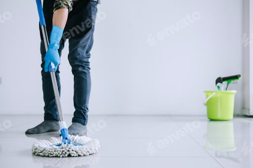 Preview: Husband housekeeping and cleaning concept
