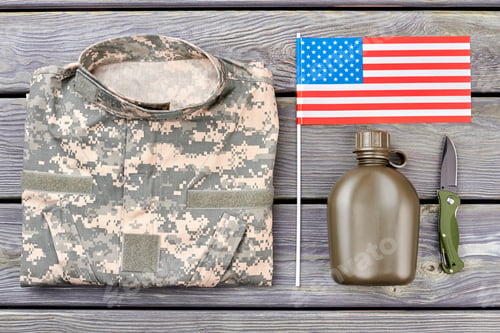 Preview: American soldier necessities, flat lay