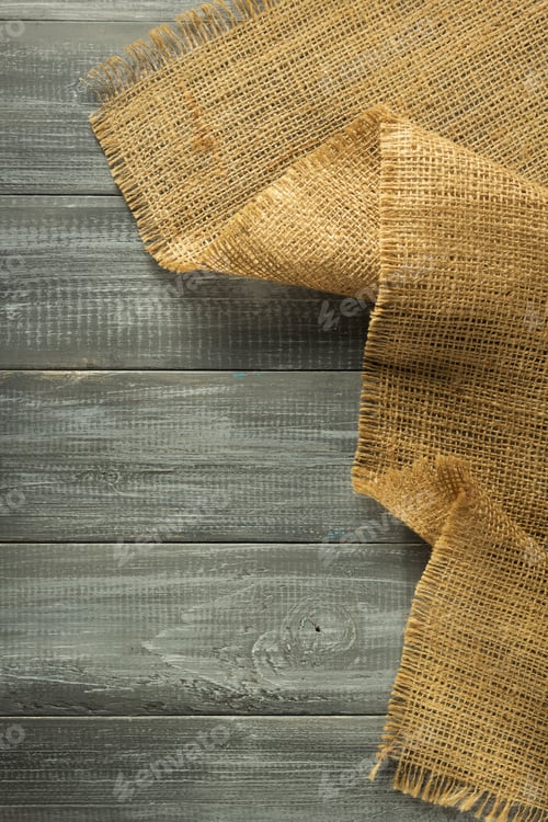 Preview: burlap hessian sacking on wood