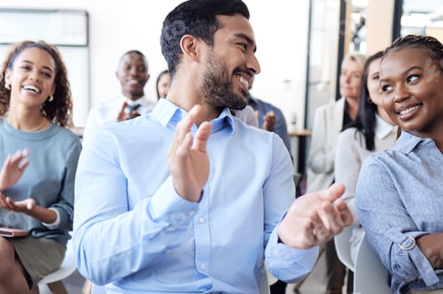 Preview: Cropped shot of a group of businesspeople applauding during a seminar in the conference room