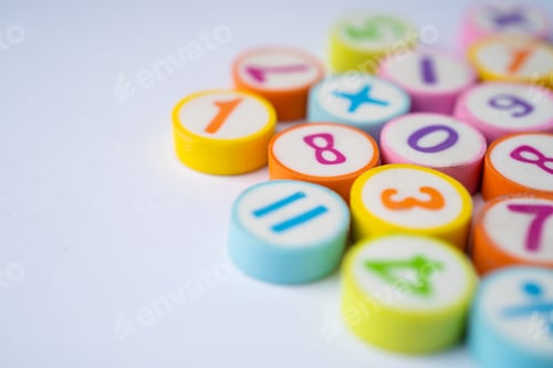 Preview: Math Number colorful on white background, education study mathematics learning teach concept.