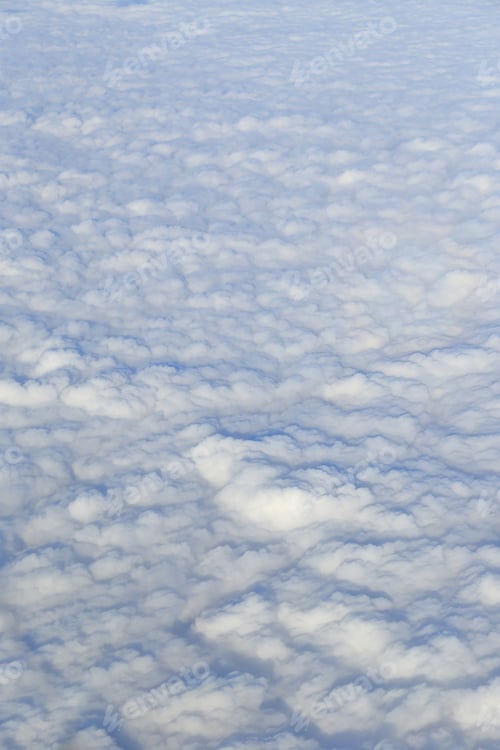 Preview: Surface of white clouds, aerial photography.