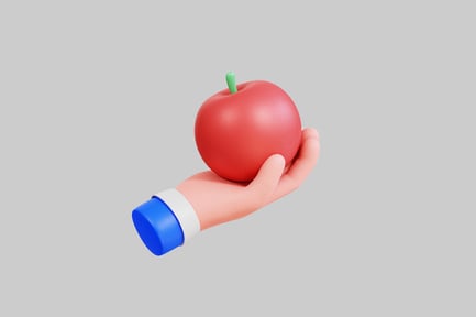 Preview: Hand holding red apple with wristband