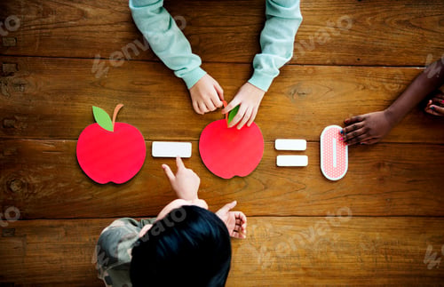Preview: Group of students studying mathematics fruit