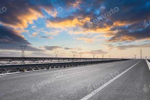 Preview: freeway against the sunset glow