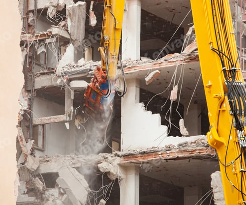 Preview: Demolition of a building for new construction.