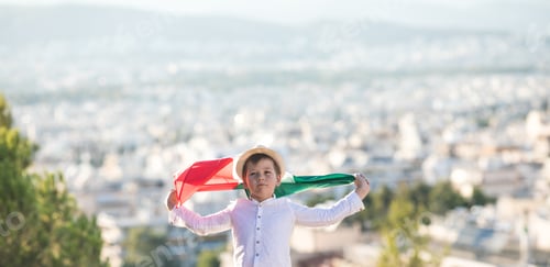 Preview: People holding flag of Mexico. "September 16. Independence Day of Mexico.