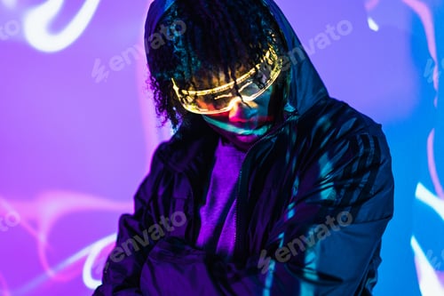 Preview: Man in a future space using Virtual realty goggles