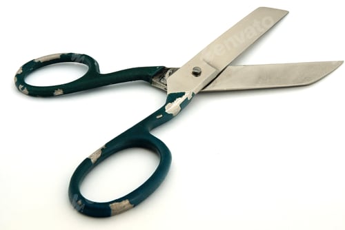 Preview: Old Big Scissors For Tailors On A White Background