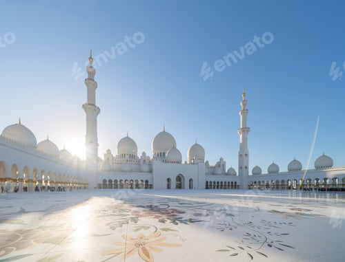 Preview: Sheikh Zayed Grand Mosque Center, Abu Dhabi in United Arab Emirates or UAE. Muslim building.