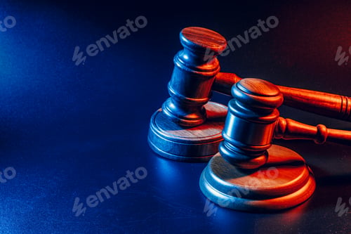 Preview: Judge gavel close up on paper background. Law and justice, legality concept