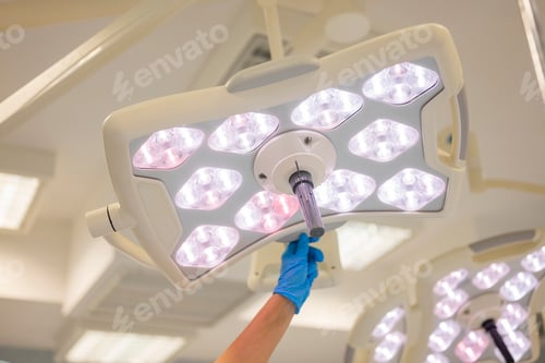 Preview: sterile medical lamp in the hospital in the operating room for doctors