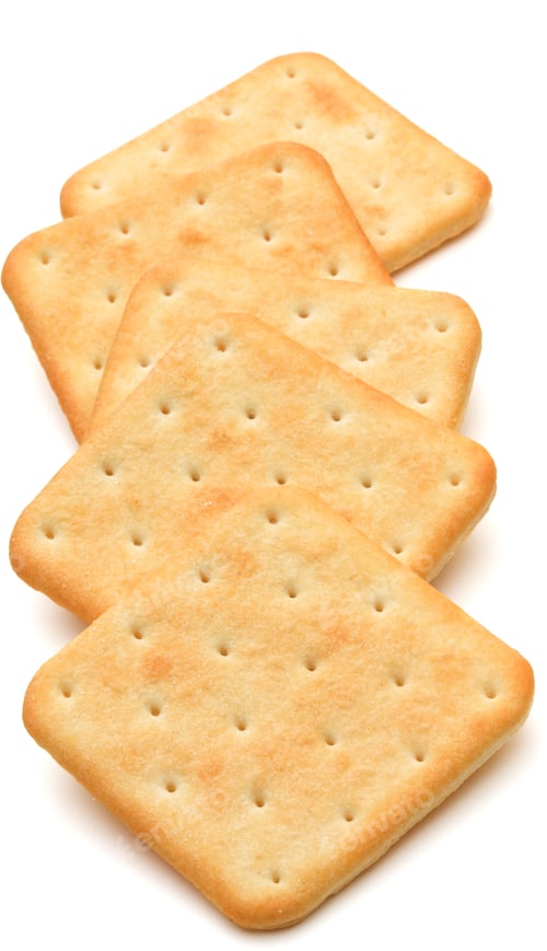Preview: Dry cracker cookies isolated on white background cutout