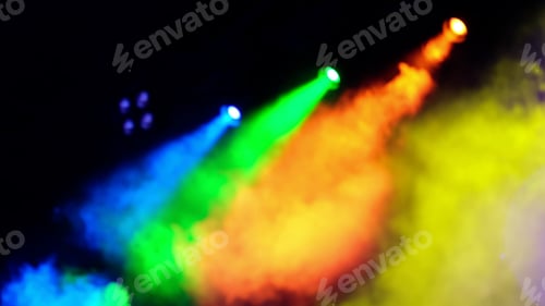 Preview: blurred light elements on the stage. Lighting effects on a concert stage at night. Lighting