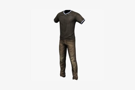 Preview: Mannequin in brown t-shirt and khaki trousers, rear view