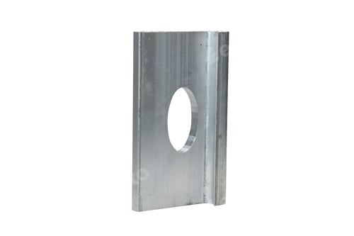 Preview: Single gray J-Plate Aluminum Extruded Tie-Down isolated on a white background