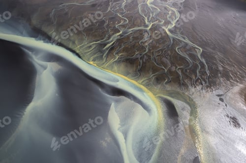 Preview: Aerial view of Glacier rivers in Iceland