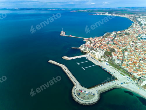 Preview: View from a height of the city of Pomorie, which is located on the peninsula of Bulgaria