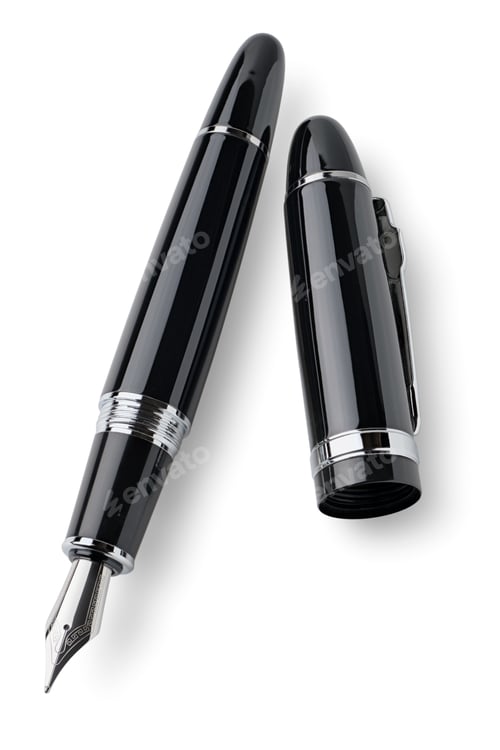Preview: Black and silver fountain pen