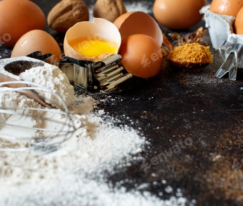 Preview: Ingredients and utensils for baking