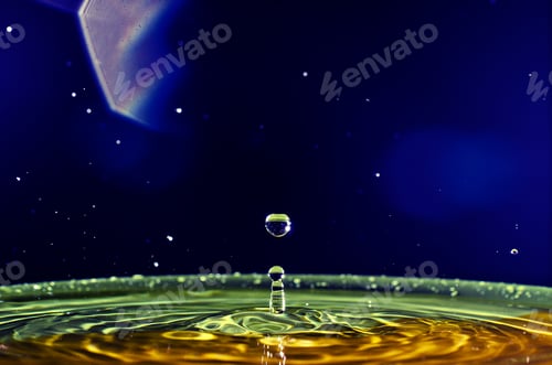 Preview: The water drop with interesting colorful blurred background