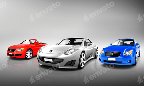 Preview: Multi Colored Three Dimensional Modern Cars
