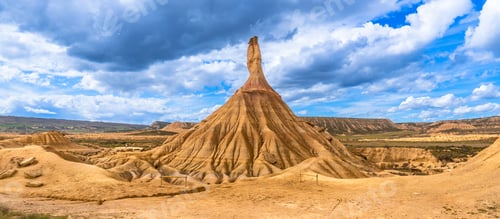 Preview: Castildetierra rock formation dominating bardenas reales desert landscape in navarre, spain