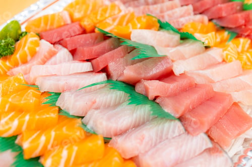 Preview: Mixed slices of fresh raw fish sashimi