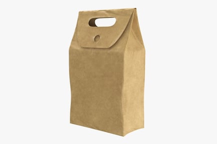Preview: Brown Kraft Paper Bag with Flap Closure