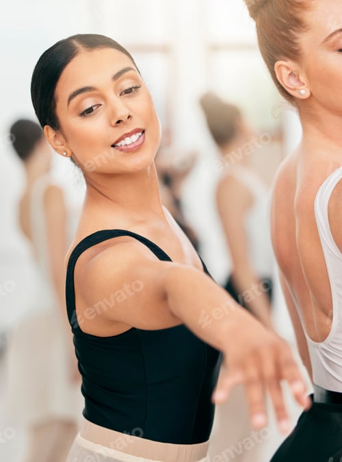 Preview: Women, ballet or dance training in studio for theater, stage or dancing theatre performance. Smile,