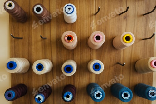 Preview: Sewing threads as a multicolored background close up