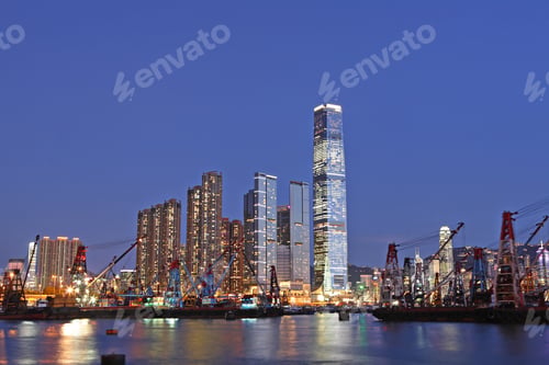 Preview: Hong Kong harbour with working ship