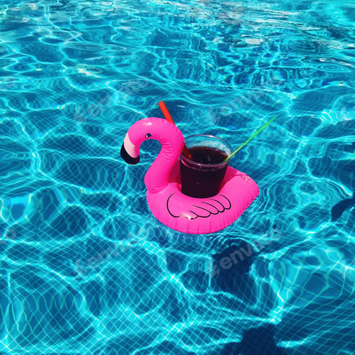 Preview: a stand for a chilled azure bright drink in the shape of a pink flamingo under a glass