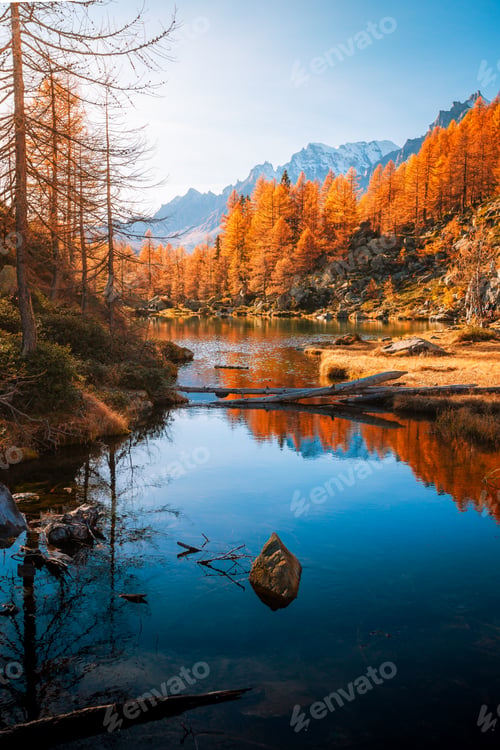 Preview: Scenic Autumn Landscape with a Tranquil Mountain Lake