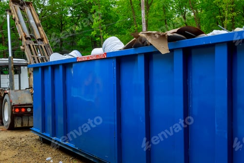 Preview: Blu dumpster, recycle waste recycling container trash on ecology and environment Selective focus
